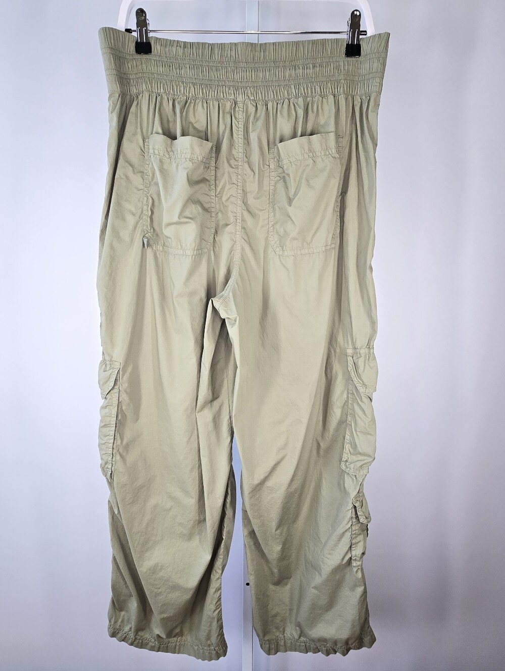 Aerie Easiest Cargo Pants High Waisted Wide Leg Olive Green 100% Cotton Size L - Picture 5 of 11
